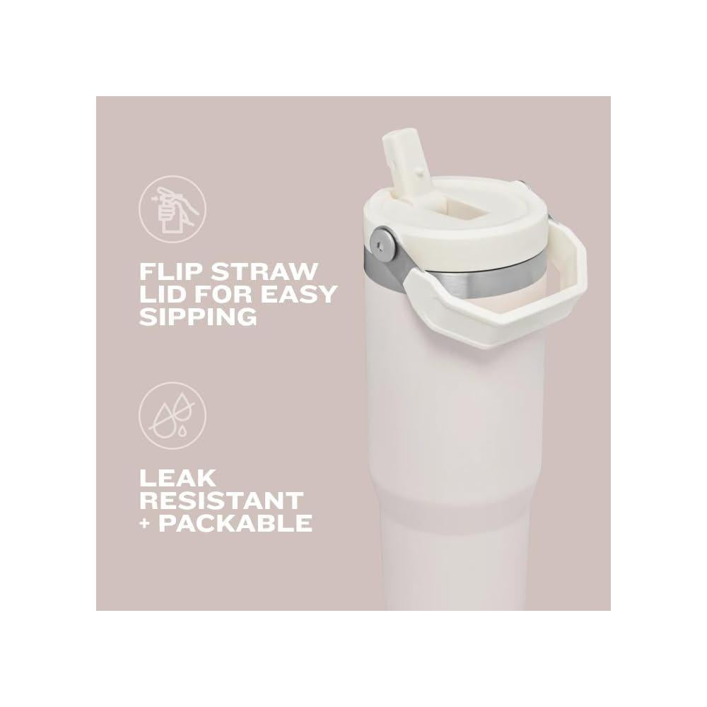 Vaso térmico Stanley IceFlow 2.0 con asa, tapa giratoria y pajilla a prueba de fugas, acero inoxidable BPA-Free