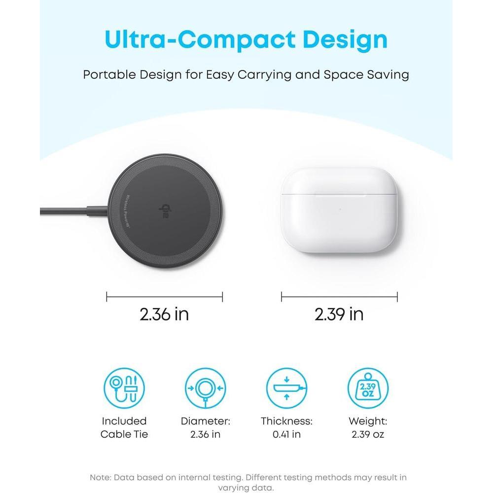 Anker Zolo Cargador inalámbrico magnético con certificación Qi2 de 15W, compatible con MagSafe para iPhone y AirPods