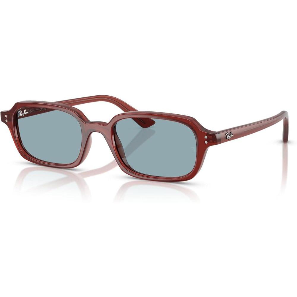 Ray-Ban RB4455 Zuri Gafas de Sol con Marco Cuadrado Marrón Oxidado y Lentes Azules, Protegen contra Rayos UV