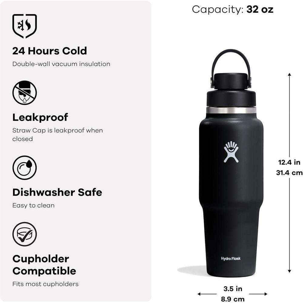 Hydro Flask Botella de viaje con tapa flexible, a prueba de fugas e ideal para mantener bebidas frías, color agave