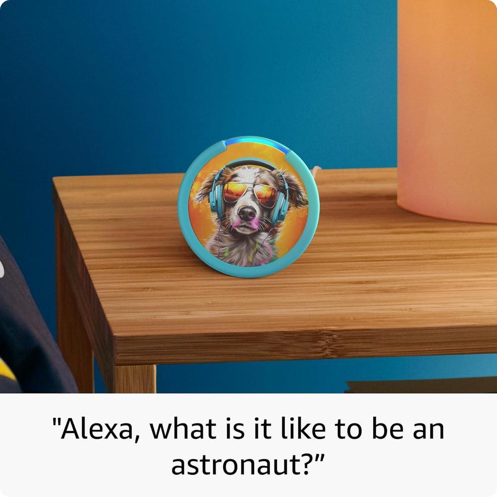 Amazon Echo Pop Kids último modelo, diseñado para niños con control parental, incluye 6 meses de Amazon Kids+