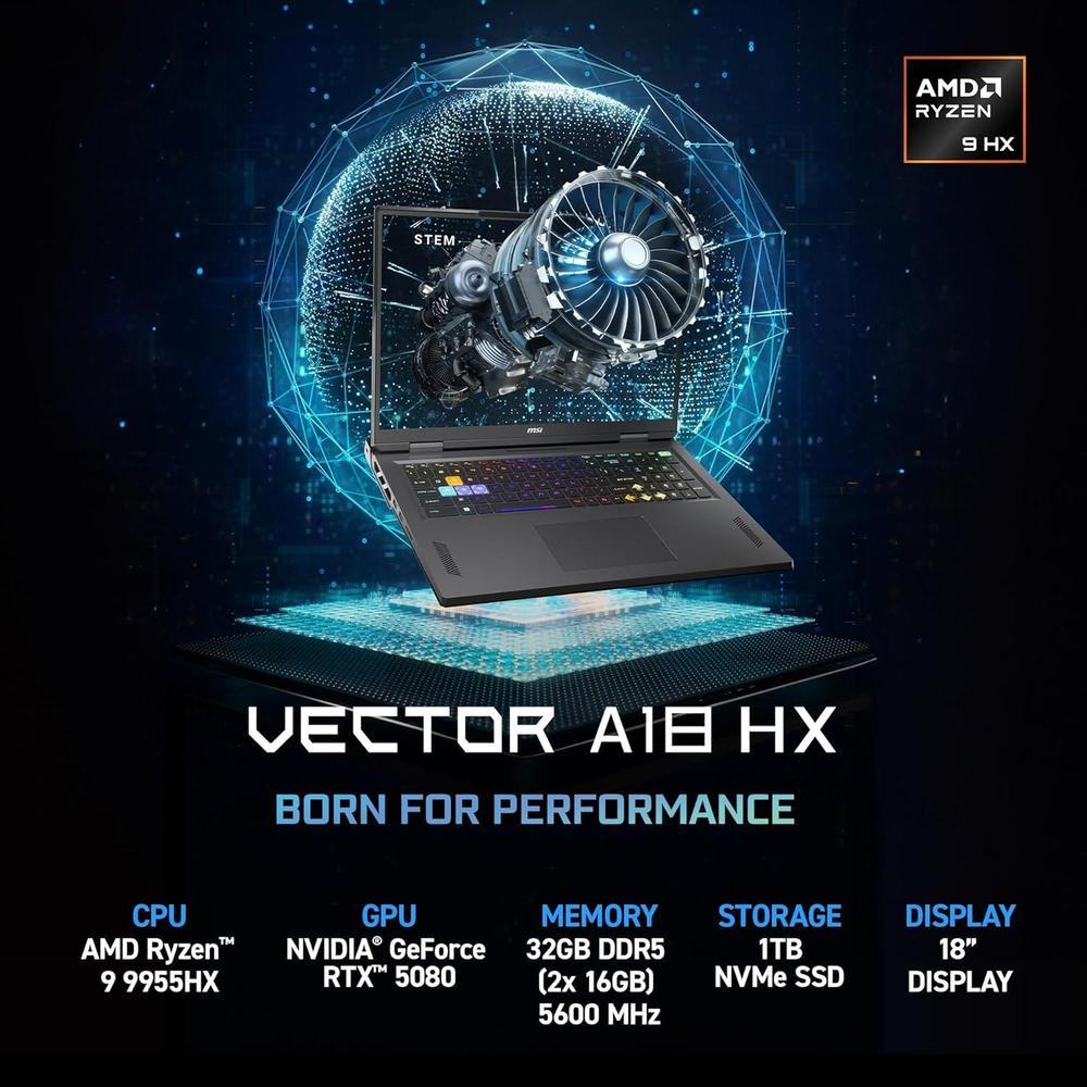 Msi Vector A18 Hx Laptop Gamer Ryzen 9 32gb 18" 1tb Ssd 4080 Qhd+