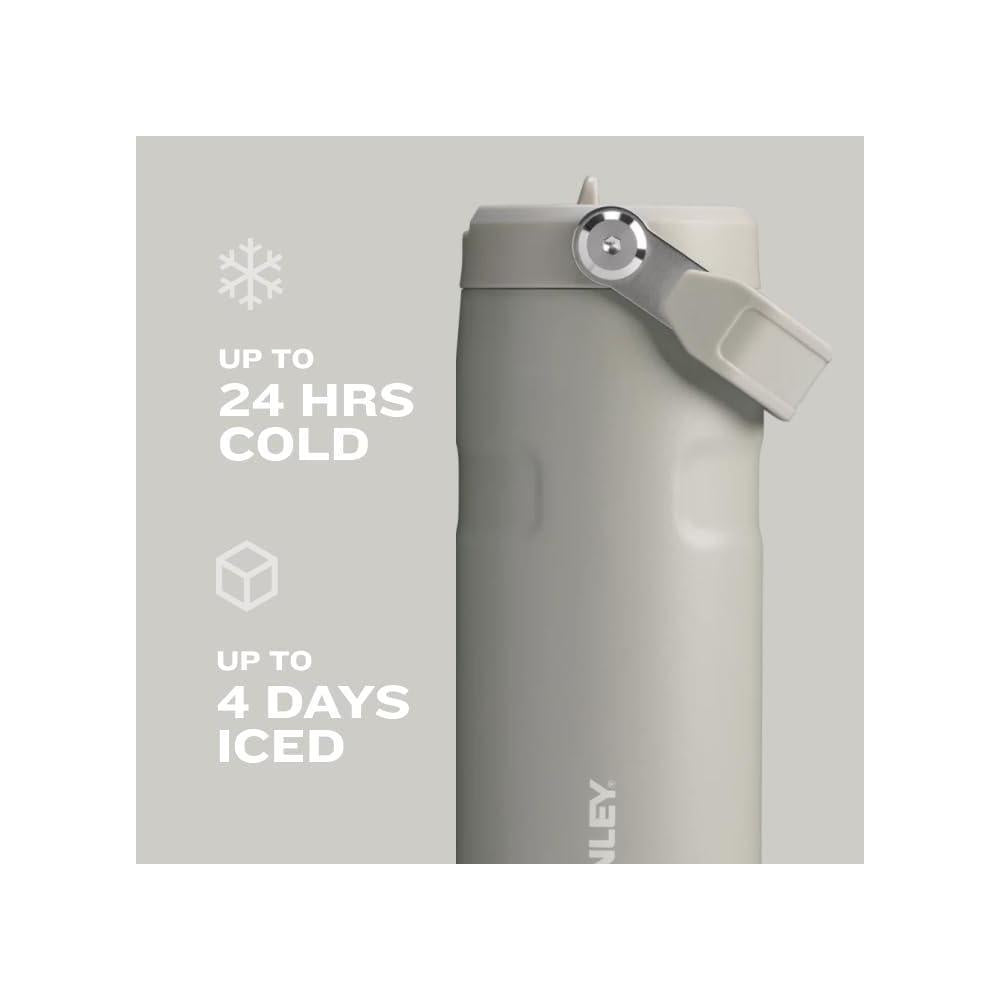Botella Stanley IceFlow 2.0 con pajilla integrada, ligera, resistente a fugas, acero inoxidable BPA-Free, color Strawberry Cream