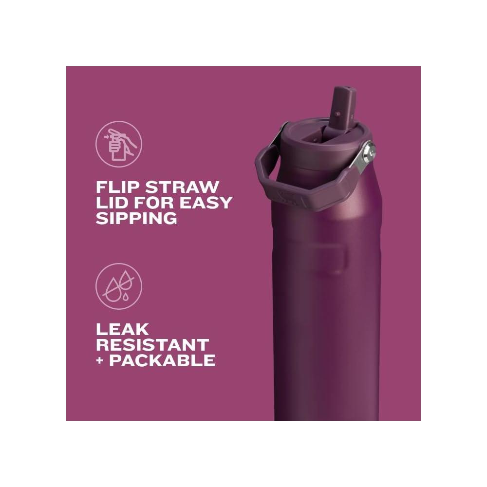 Botella Stanley IceFlow 2.0 con pajilla integrada, ligera, resistente a fugas, acero inoxidable BPA-Free, color Strawberry Cream
