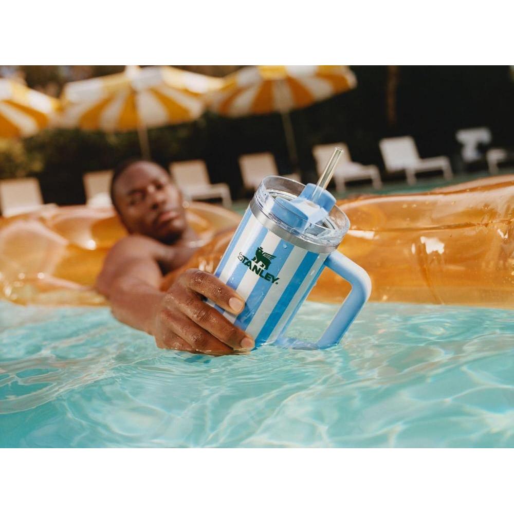 Vaso térmico Stanley Quencher H2.0 con asa y pajilla, tapa Flowstate de 3 posiciones, acero inoxidable sin BPA