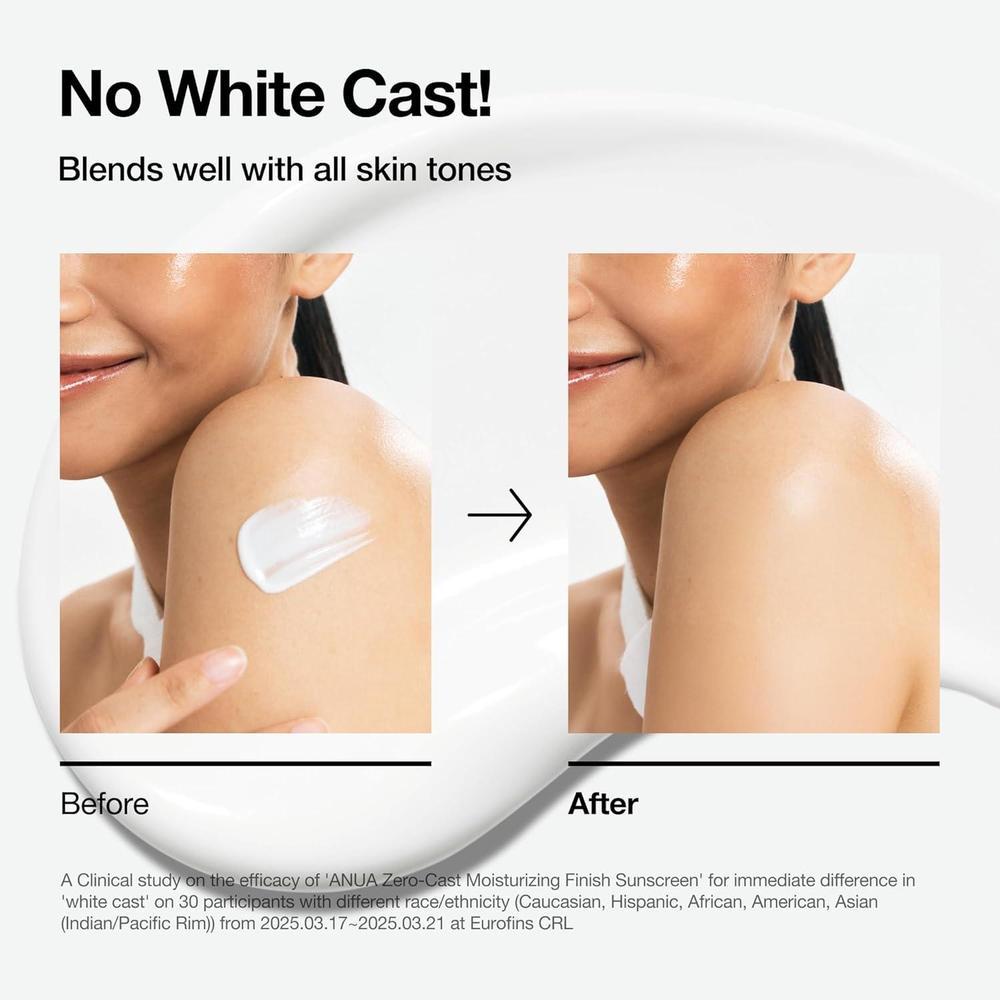 Anua Protector Solar Hidratante SPF 50 sin fundición, brillante natural, sin yeso blanco, con ácido hialurónico, niacinamida, ideal para rostro