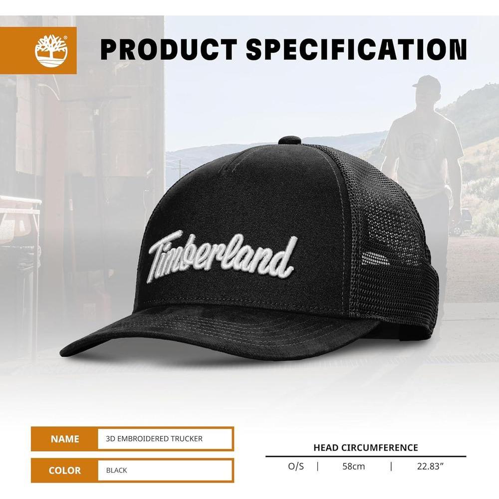 Gorra De Camionero Timberland Para Hombre Sarga De Algodón Durable Ajustable Con Broche Malla Transpirable