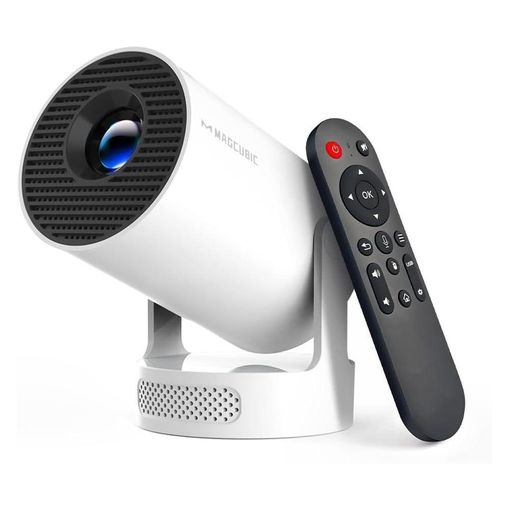 Magcubic Mini Projector with WiFi 6 and Bluetooth 5.4, Portable Projector 4K Support, 5W Soundbase Speaker, Auto Vertical Keystone 180°Rotatable Smart Proyector for Movie Home Outdoor