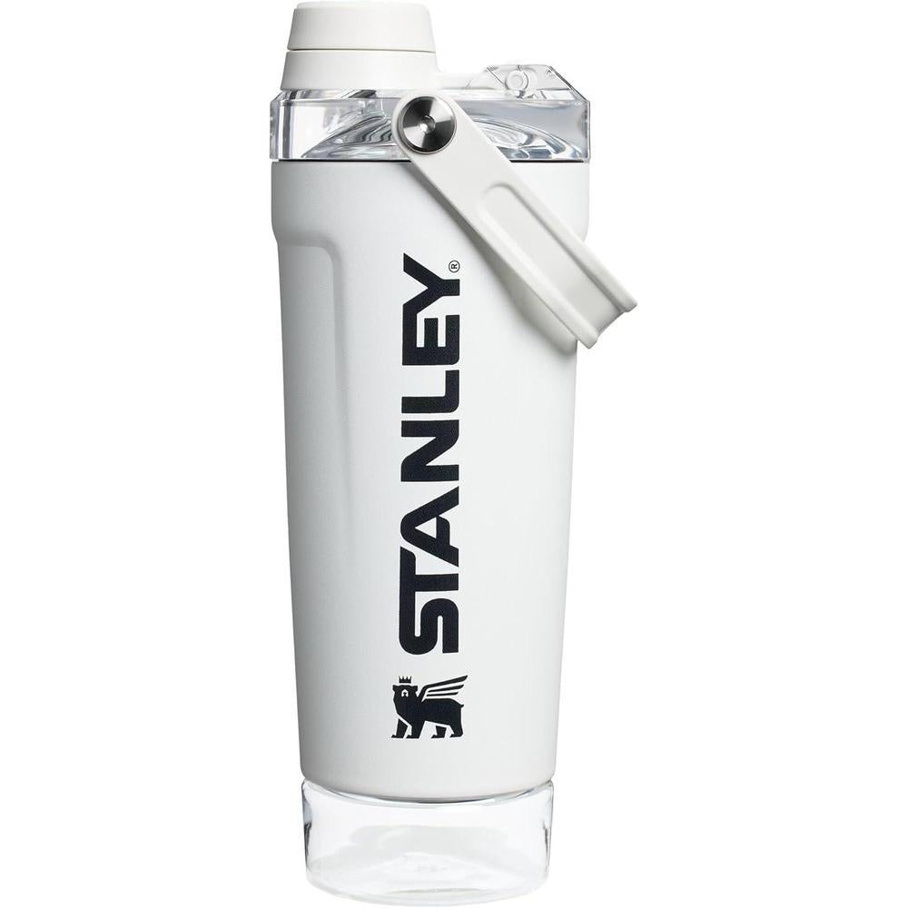 STANLEY Activate Shaker Bottle 20 oz | Leakproof Insulated Stainless Steel Shaker Cup | Base Storage and Twist On Fast Flow Lid | Protein Shakes and Pre Workout Powder | BPA-Free | Chalk