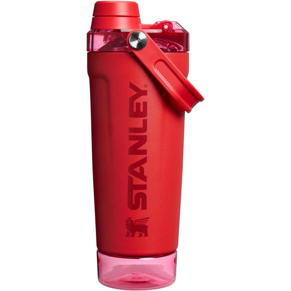 Stanley Activate Shaker Bottle 20 oz | Leakproof Insulated Stainless Steel Shaker Cup | Base Storage and Twist On Fast Flow Lid | Protein Shakes and Pre Workout Powder | BPA-Free | Chili Red