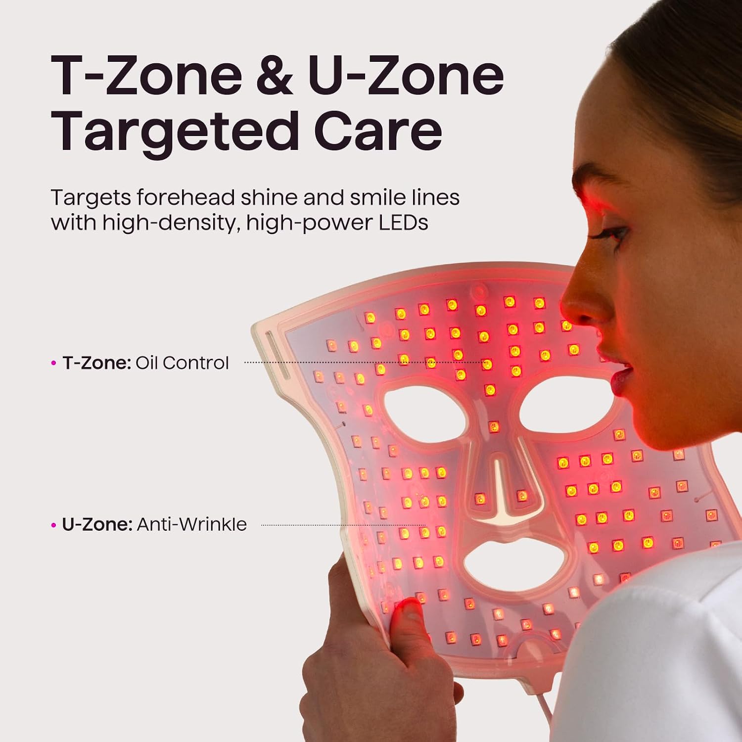 Wavytalk Glow Time - Mascara LED Facial, Terapia de Luz Roja, Azul y Ambar para Anti-Acne y Rejuvenecimiento