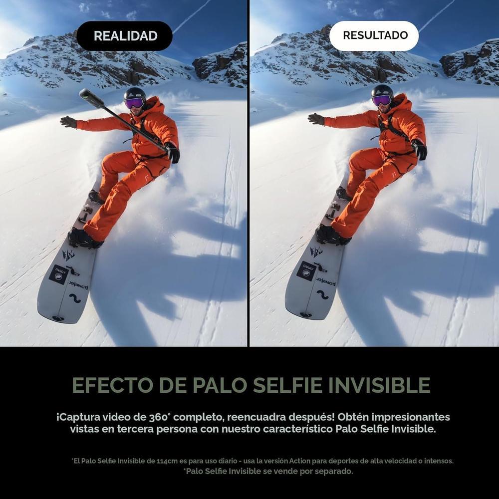 Cámara de acción Insta360 X5 8K sumergible con efecto selfie invisible, estabilización y lentes reemplazables