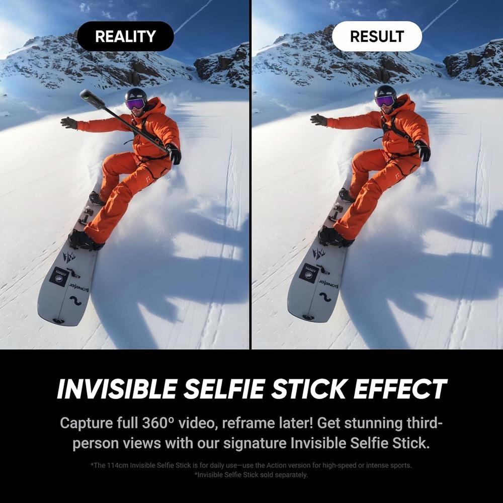 Insta360 X5 Essentials Bundle - Cámara 360° 8K, impermeable, bajo ruido, estabilización, lente reemplazable, batería 208 min