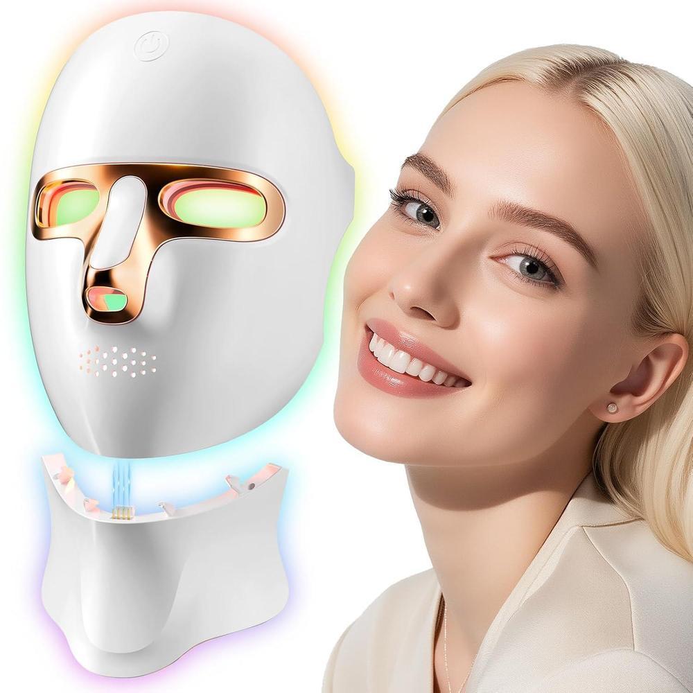 Máscara de terapia de luz roja para cara, LED inalámbrica recargable por USB C, ideal para hogar, trabajo, yoga y más actividades