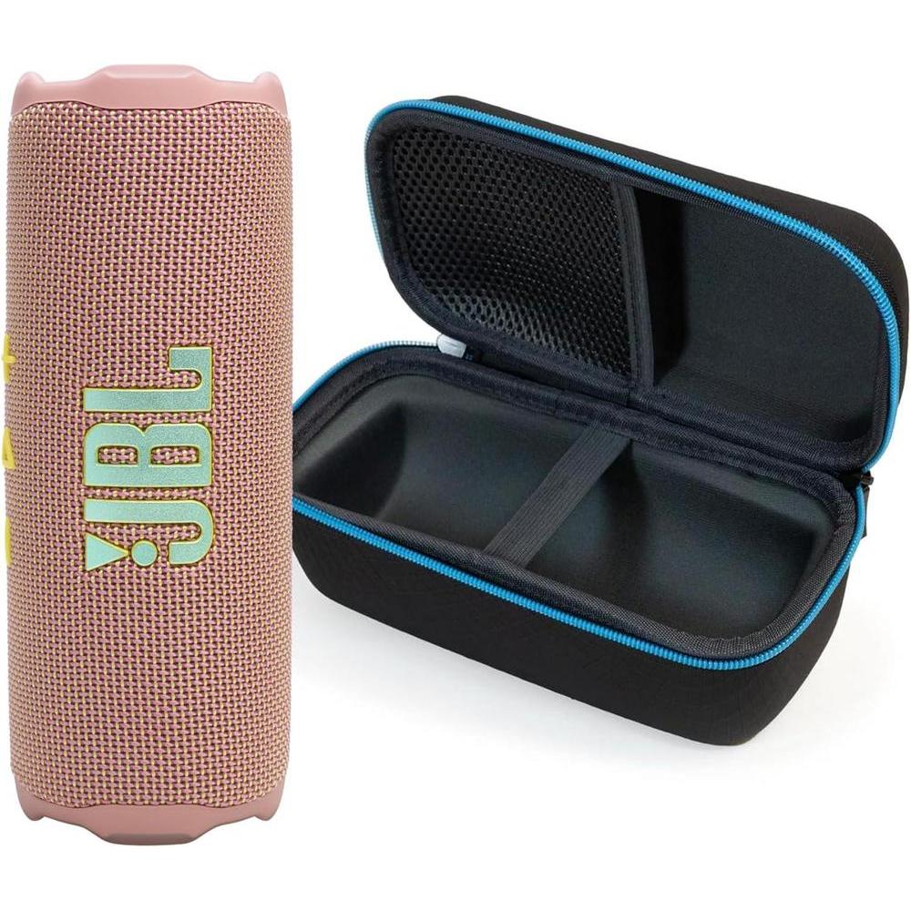 JBL Flip 7 (Pink) + Bundle with divvi! Protective Hardshell Case (Black)
