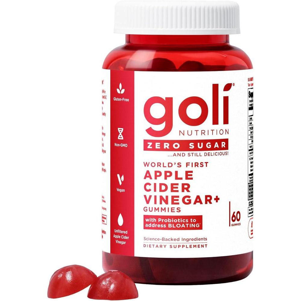 Goli Gomitas de vinagre de sidra de manzana sin azúcar, ACV con vitamina B12 y probióticos, sin alcoholes de azúcar, veganas, aptas para dieta cetogénica, sin gluten