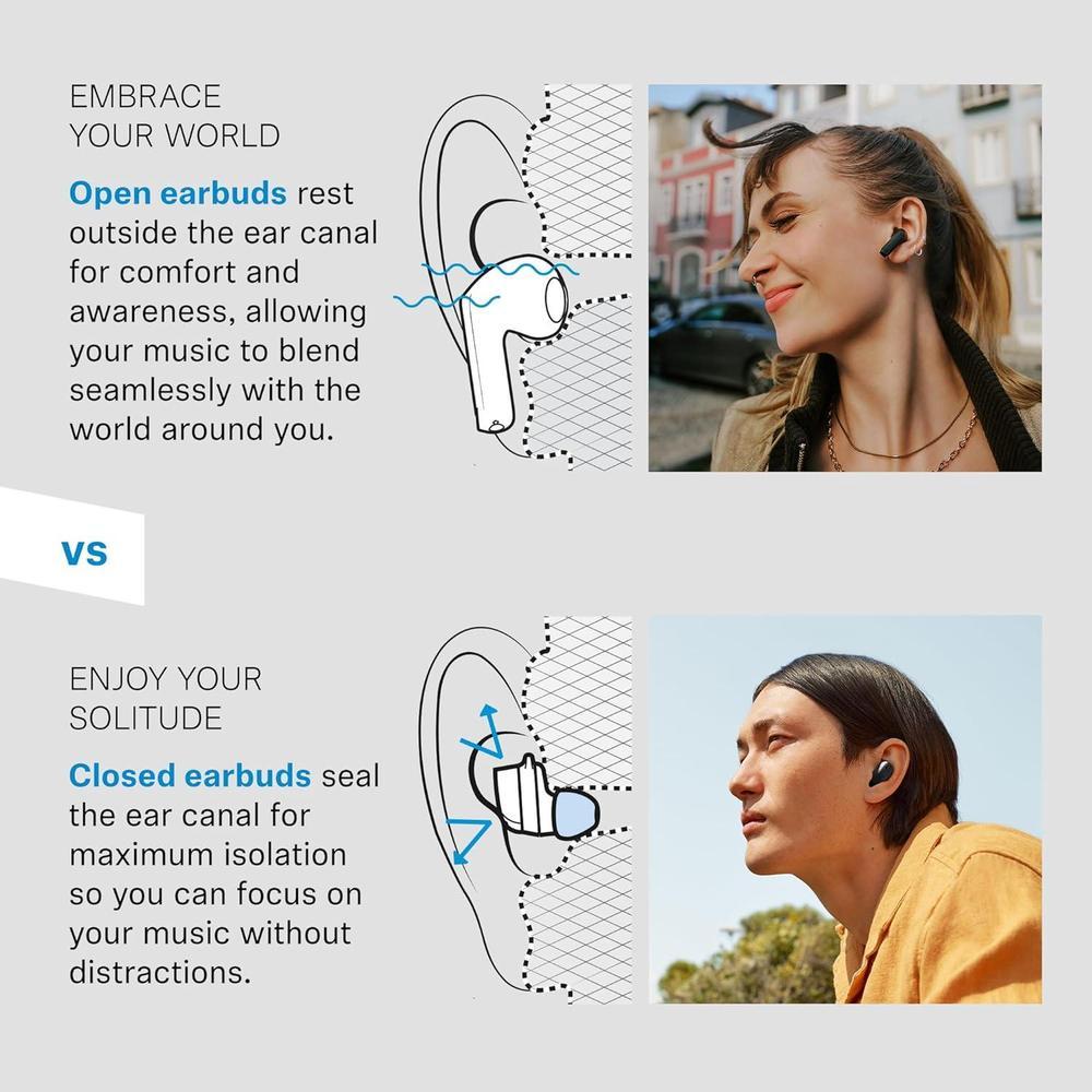 Sennheiser ACCENTUM, auriculares inalámbricos abiertos con diseño dinámico, Bluetooth 5.3, IPX4 y 28 horas de batería