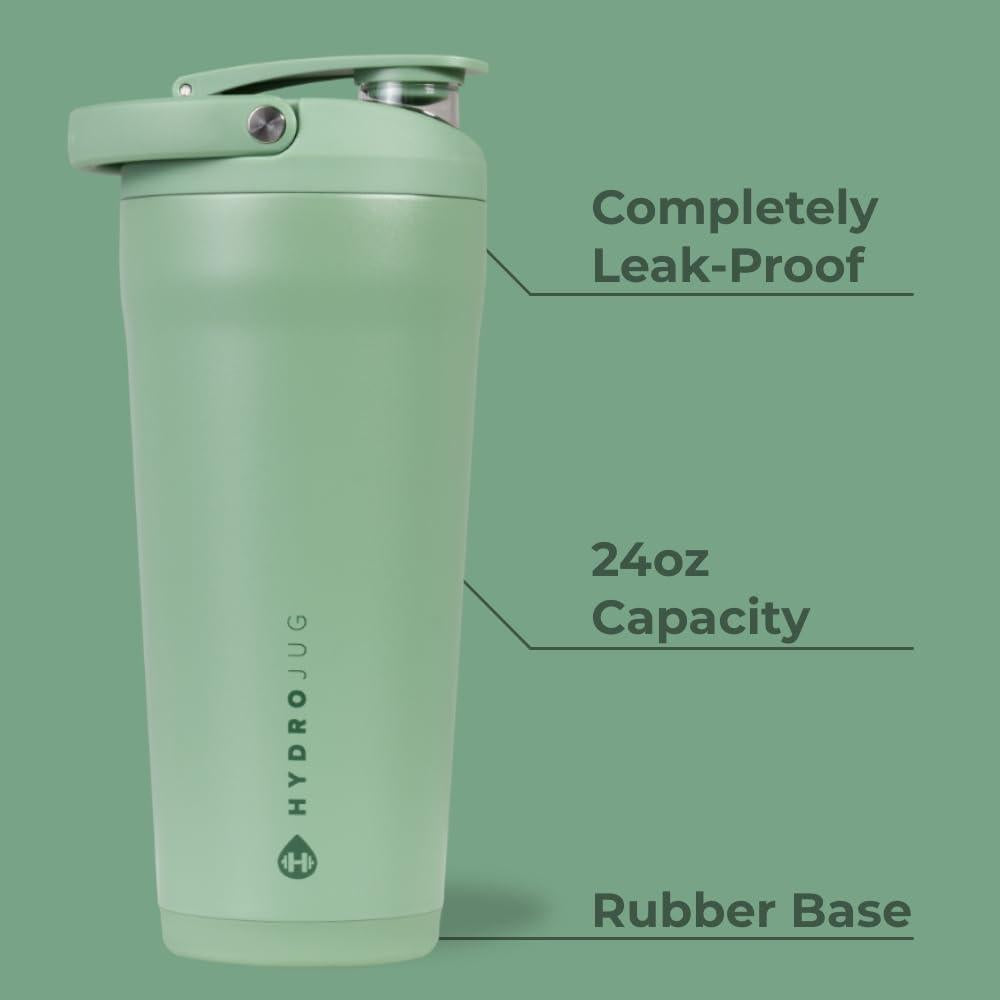 HydroJug Coctelera de acero inoxidable aislada a prueba de fugas y sin BPA con rejilla de mezcla silenciosa