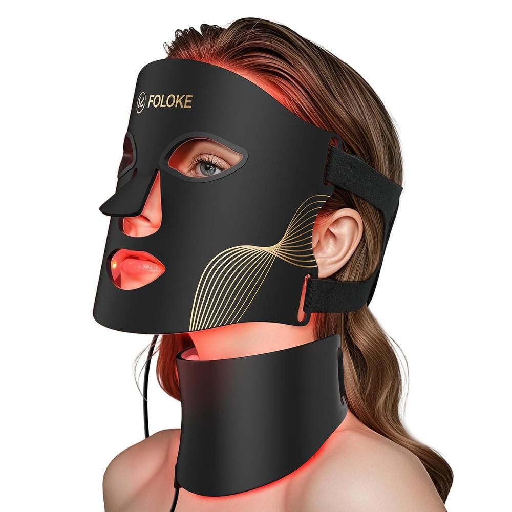 Máscara de terapia LED para cuidado avanzado de la piel facial y de cuello, rejuvenecimiento casero con colágeno