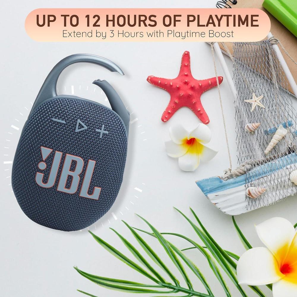 JBL Clip 5 Altavoz Bluetooth portátil IP67, batería duradera, compacto para interiores y exteriores, incluye cable USB-C