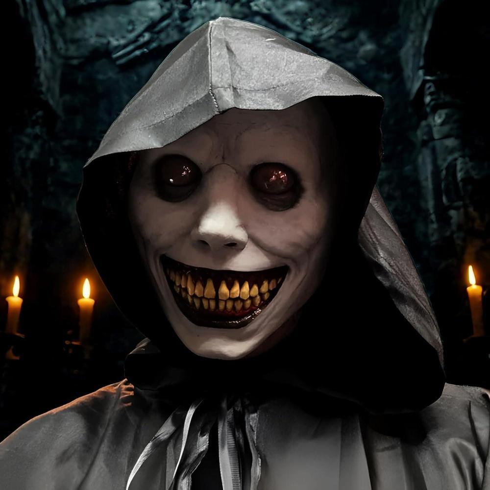 Máscara realista de látex de Halloween espeluznante con diseño de terror, ojos demoníacos y ajuste cómodo para adultos