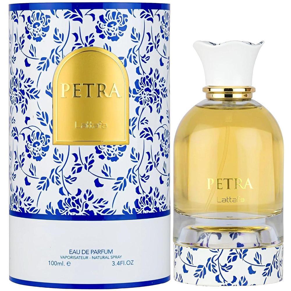 Lattafa Petra - Eau de Parfum afrutado, gourmand y floral con almizcle de larga duración unisex