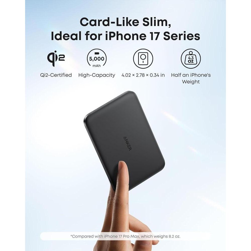 Anker Nano Power Bank con Batería Inalámbrica de Carga Magnética, Compatible con MagSafe, Certificado Qi2, Diseño Ergonómico