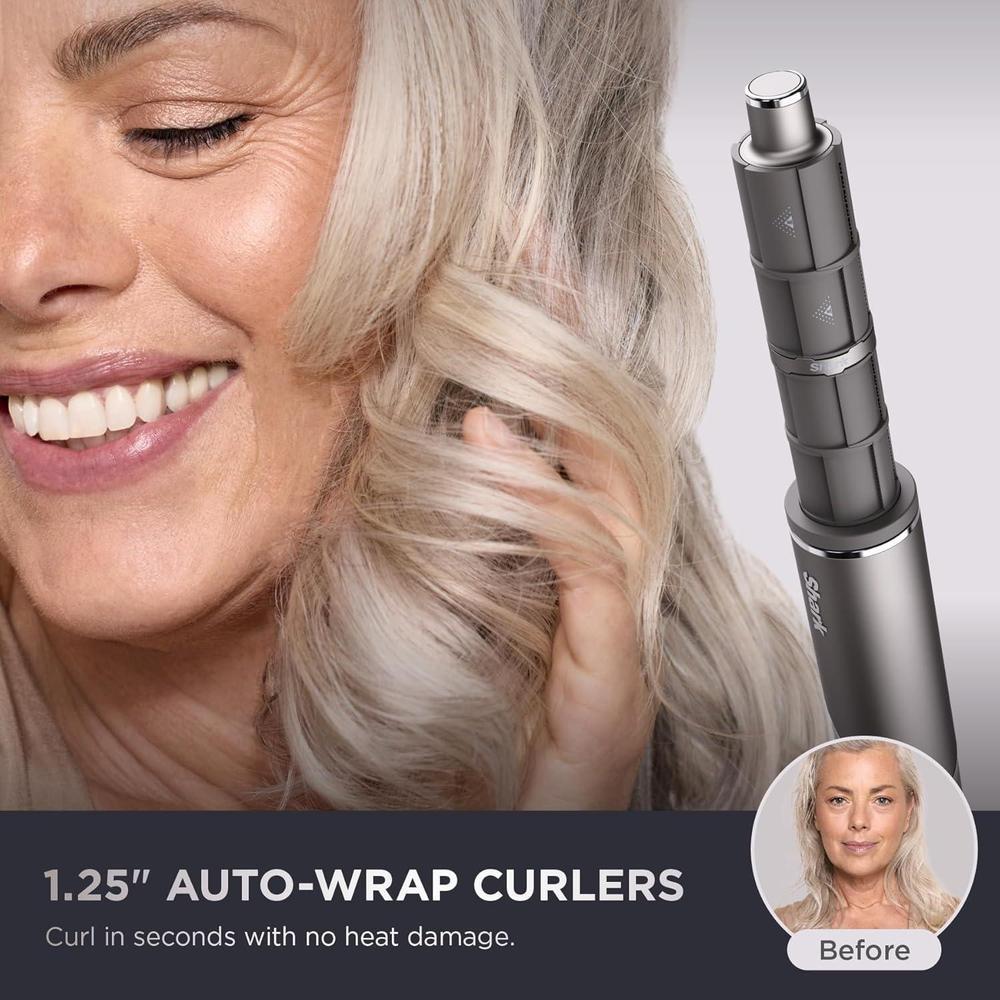 Shark FlexFusion - Plancha y secador de pelo con cepillo de cerámica, rizadores automáticos, concentrador y anti-frizz