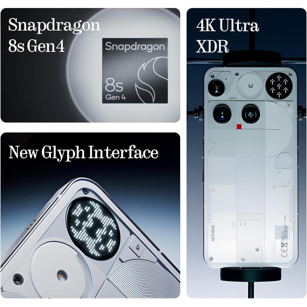 Nothing Phone (3) Snapdragon 8s Gen4, 512GB, Android 15, cámaras de 50MP y pantalla AMOLED, carga rápida