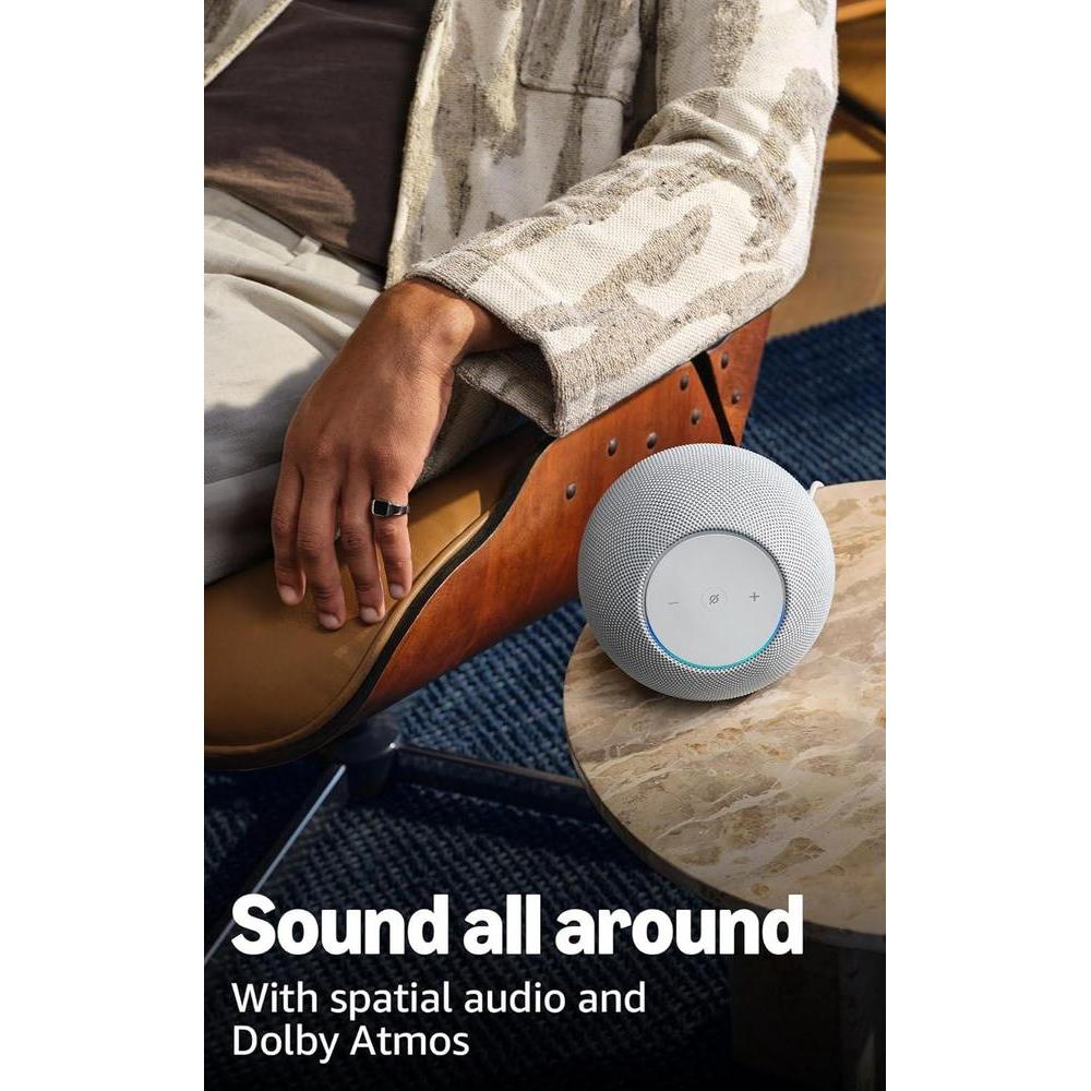 Amazon Echo Studio, última generación con audio espacial inmersivo y Dolby Atmos, color blanco glacial, tecnología avanzada
