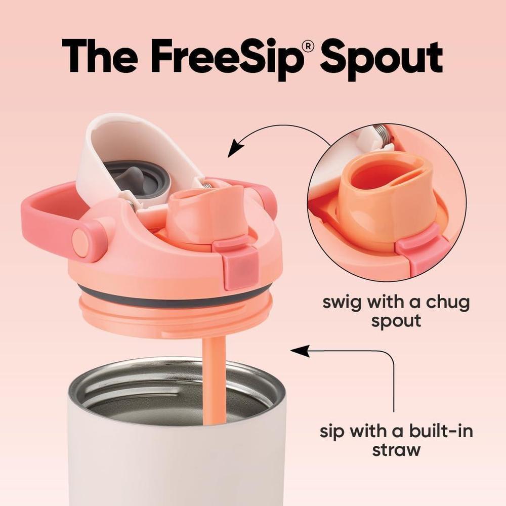 Owala FreeSip Sway - Botella de agua de acero inoxidable con boquilla 2 en 1, tapa a prueba de fugas en color Sorbete espumoso