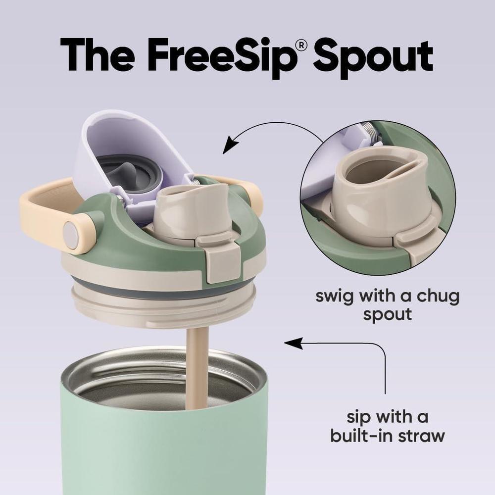Owala FreeSip Sway Botella de Agua de Acero Inoxidable con Boquilla 2 en 1 y Aislamiento de Triple Capa Verde Eucalipto