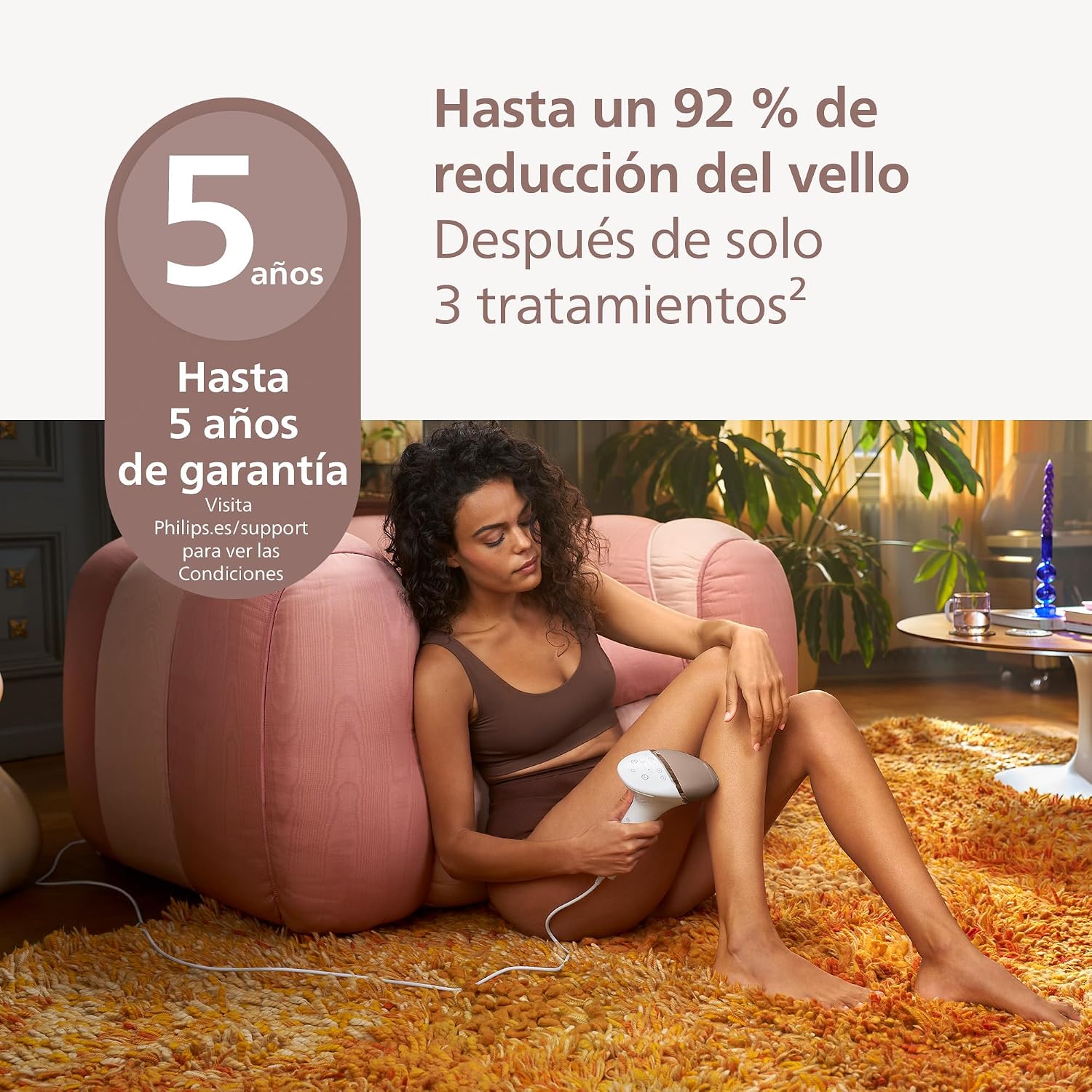 Philips Lumea 8000 Series - Dispositivo de Depilacion IPL, Reduccion Permanente del Vello, SenseIQ, 3 Accesorios