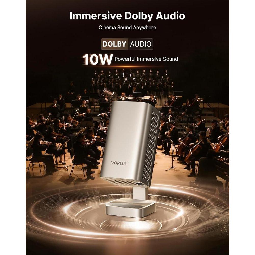Proyector inteligente mini con WiFi, Bluetooth y Dolby Audio, soporte 4K, enfoque automático TOF, resolución nativa 1080P