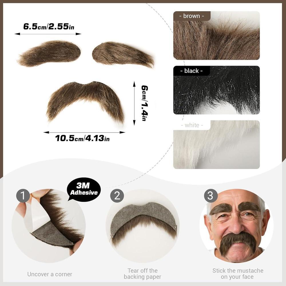 HOMELEX Set de Bigote y Cejas Falsas Autoadhesivas para Halloween y Fiestas
