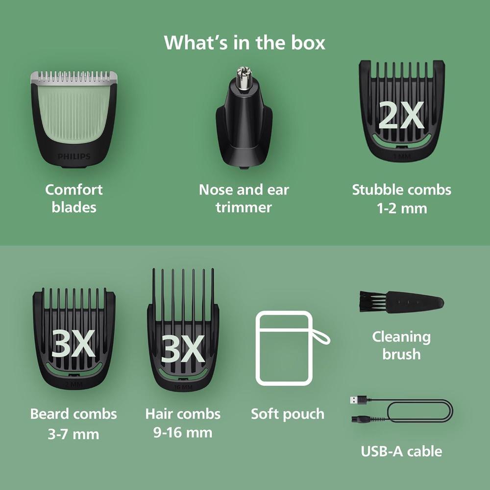 Recortadora Philips Norelco 13 en 1 serie 3000, 9 ajustes y cuchillas autoafilables para barba y cabello