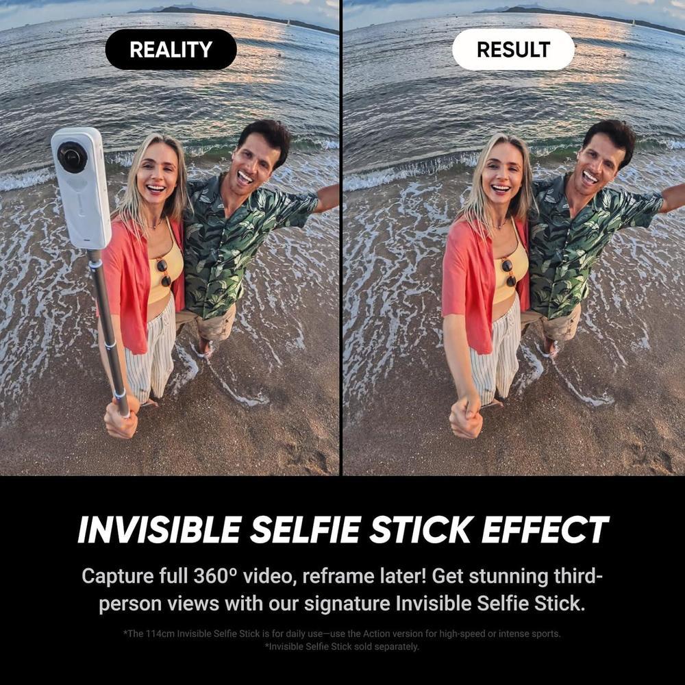 Insta360 X5 Starter Bundle Satin White - Cámara de acción 360° 8K, resistente, con efecto selfie invisible y batería de 3 horas