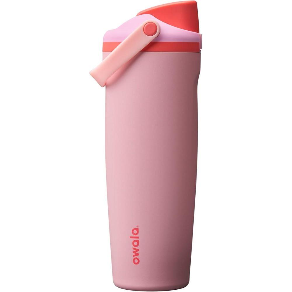 Owala FreeSip Sway Insulated Stainless Steel Water Bottle with Two-Way Spout, Built-In Straw and Bucket Handle, Made for Travel, School, and Sports, 30oz, BPA Free, Leak Proof, Pink Angel Food Cake