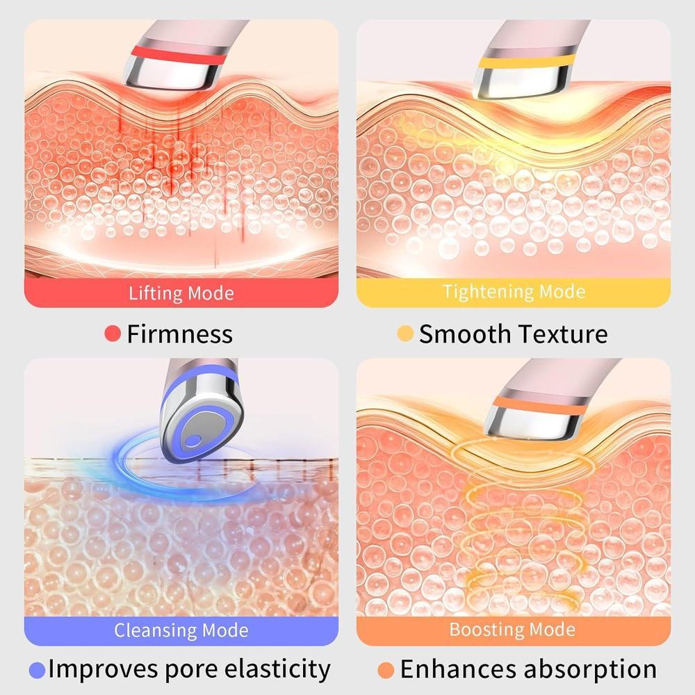 Dispositivo facial 8 en 1 para estiramiento, lifting, terapia LED, masaje vibrante y calidez, cuidado de piel tipo spa en casa