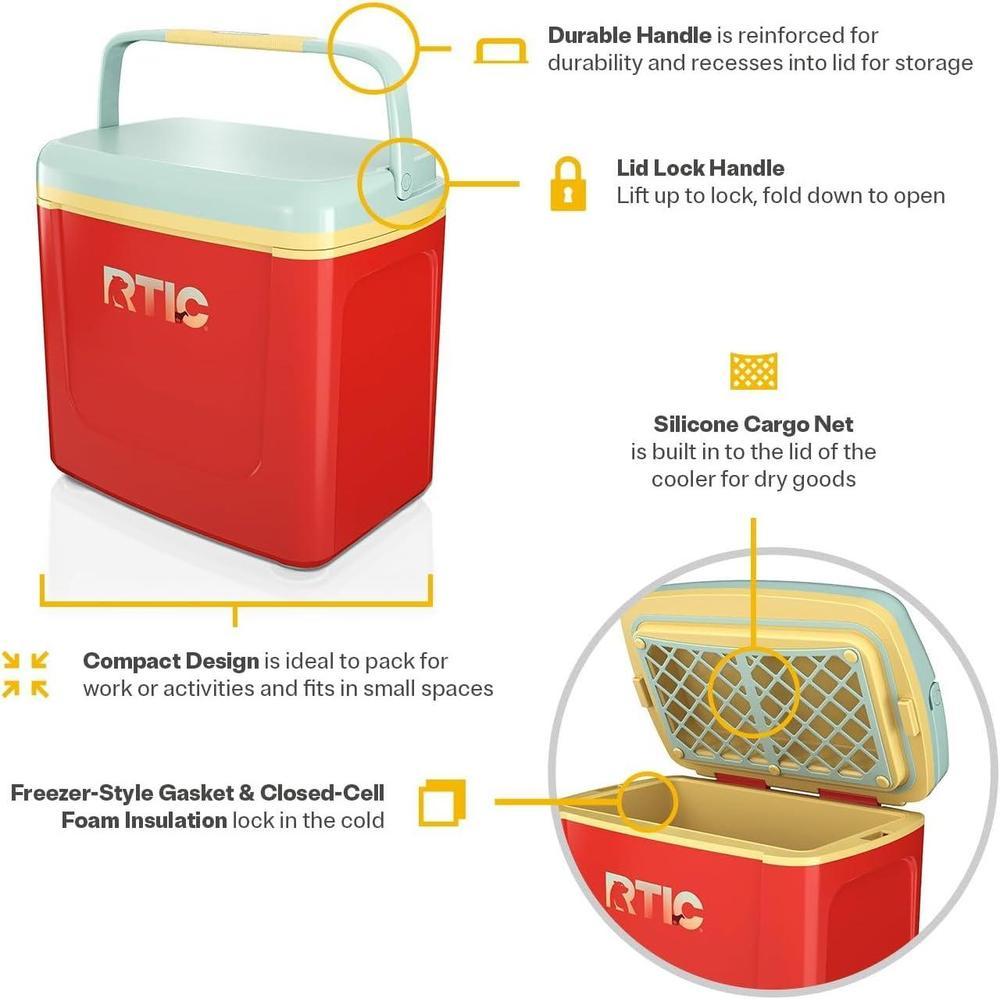 RTIC Hielera personal de viaje, pequeña, compacta, aislada, portátil para alimentos y bebidas, ideal para exteriores