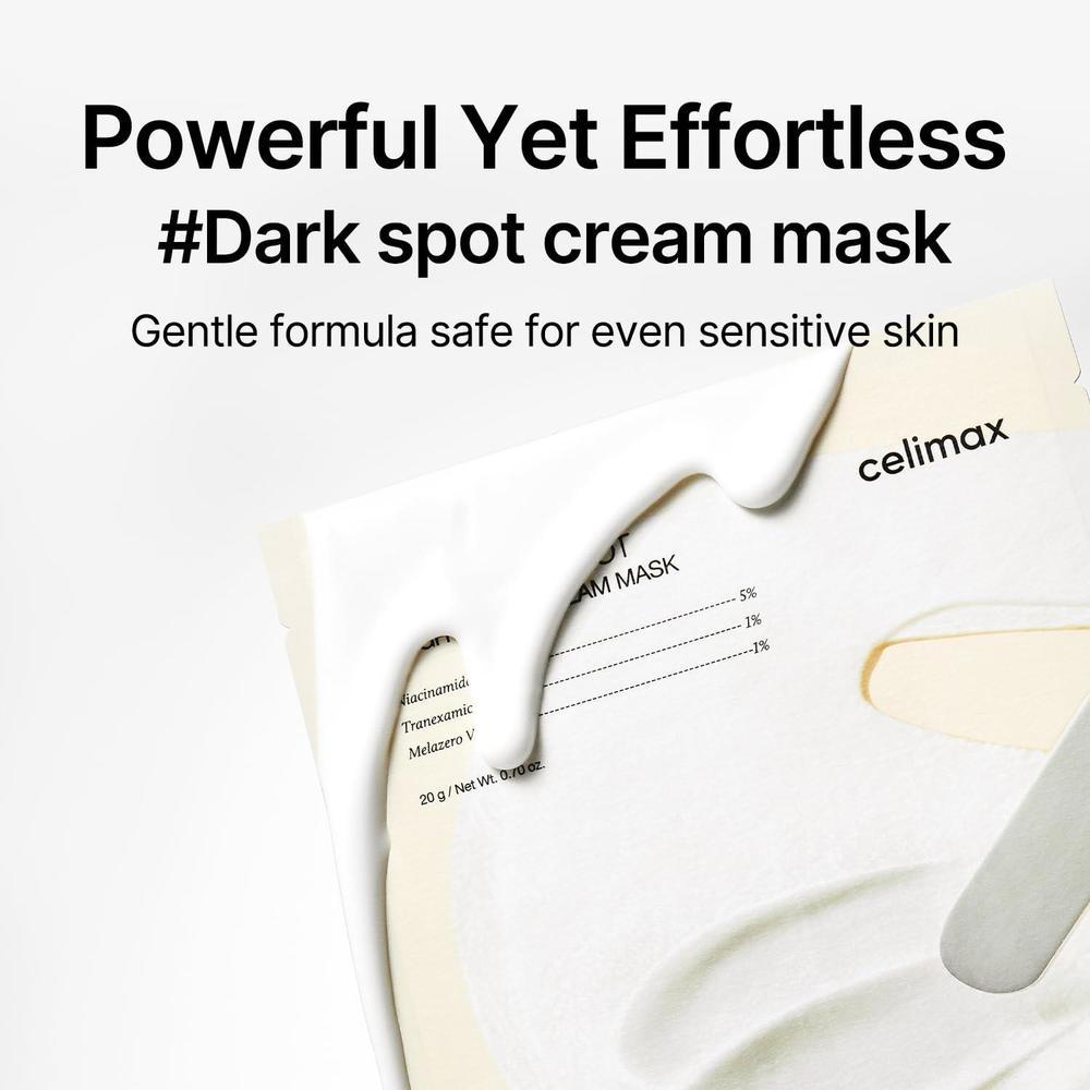 Máscara de Crema Iluminadora de Poros y Manchas Oscuras con Niacinamida y Ácido Tranexámico, Hidratante y No Irritante