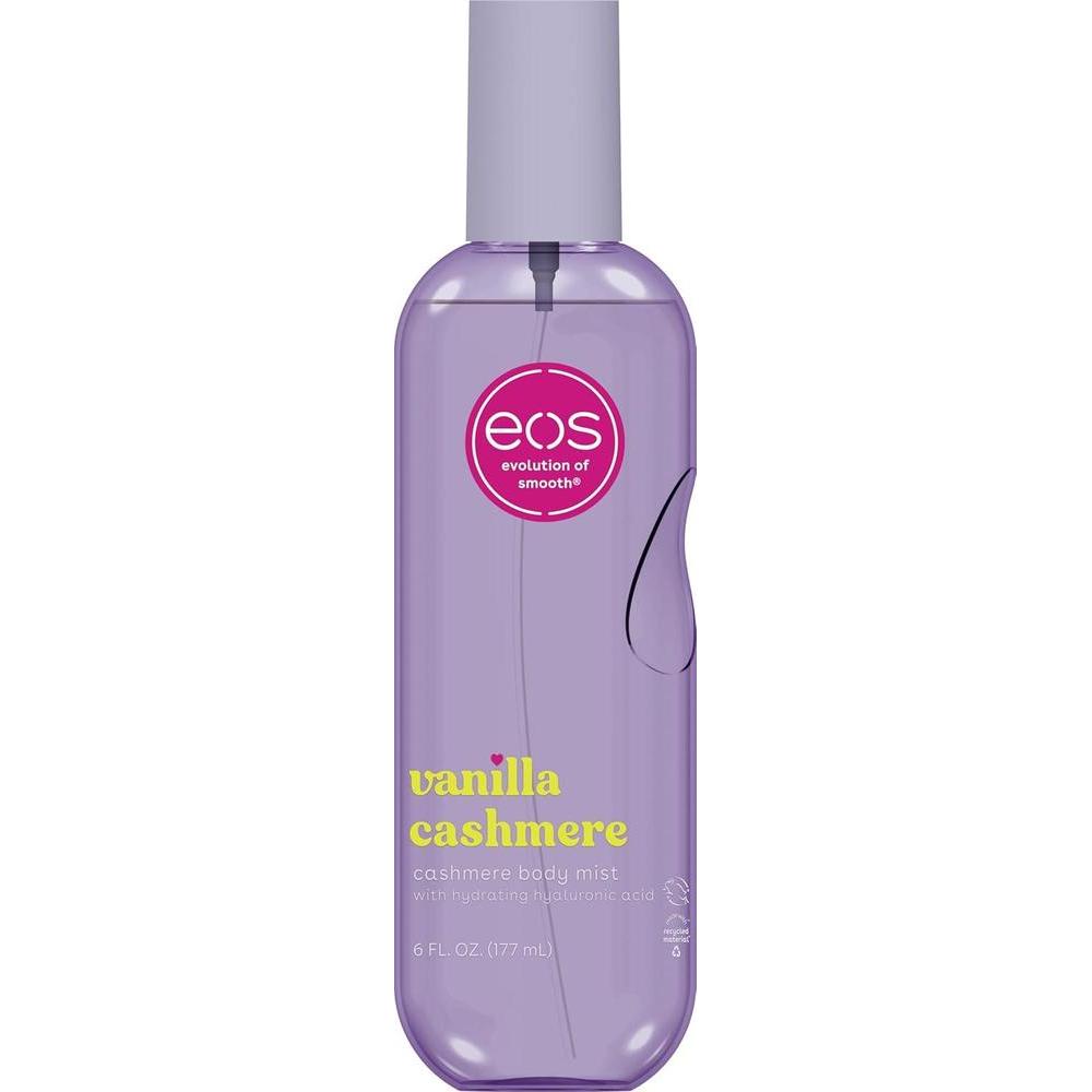 eos Rocío corporal de cachemira, cachemira de vainilla, almizcle suave, caramelo acogedor, niebla para el cabello, spray corporal hidratante para mujeres, ácido hialurónico, aerosol corporal de
