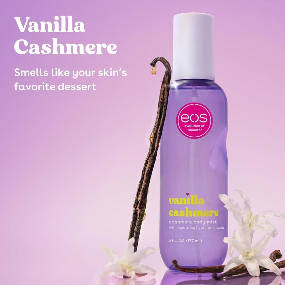 Rocío corporal de cachemira eos con almizcle suave, caramelo y ácido hialurónico, spray hidratante para mujeres