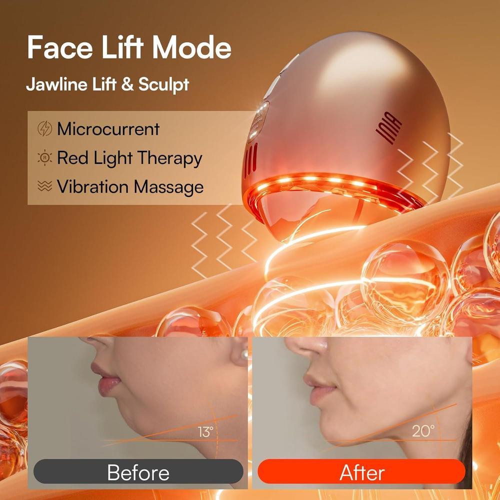 INIA masajeador facial con terapia de luz roja, térmico y cryo, tecnología 7 en 1 para el cuidado de la piel de rostro y cuello