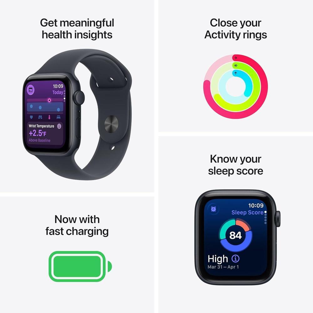 Apple Watch SE 3 44mm Smartwatch GPS Starlight Aluminum Case Correa Deportiva Monitores Fitness Pantalla Siempre Activa
