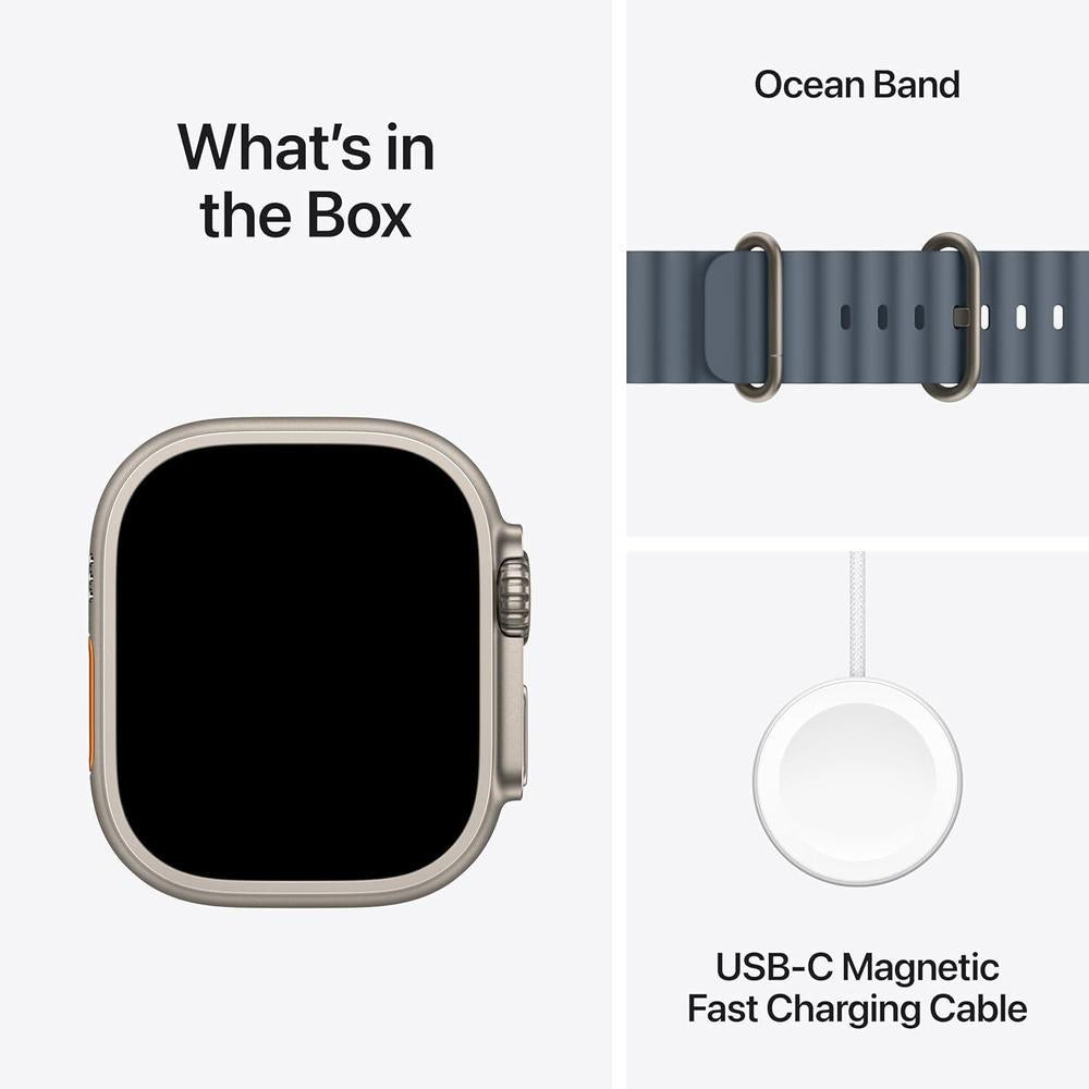 Apple Watch Ultra 3 GPS + Cellular, reloj inteligente multideporte con caja de titanio resistente y banda azul océano