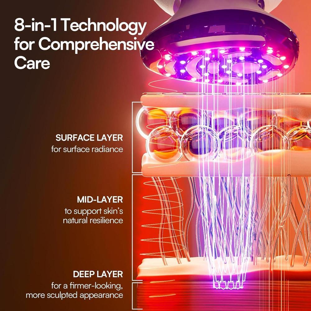 Dispositivo facial microcorriente 8 en 1 INIA SPHERA con luz roja, tratamiento térmico y modos personalizados para cuidado en casa