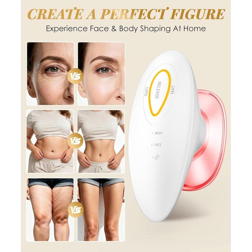 INTEO Máquina 3 en 1: Dispositivo de Belleza Recargable para Contornear Cuerpo y Cara con Terapia de Luz Roja