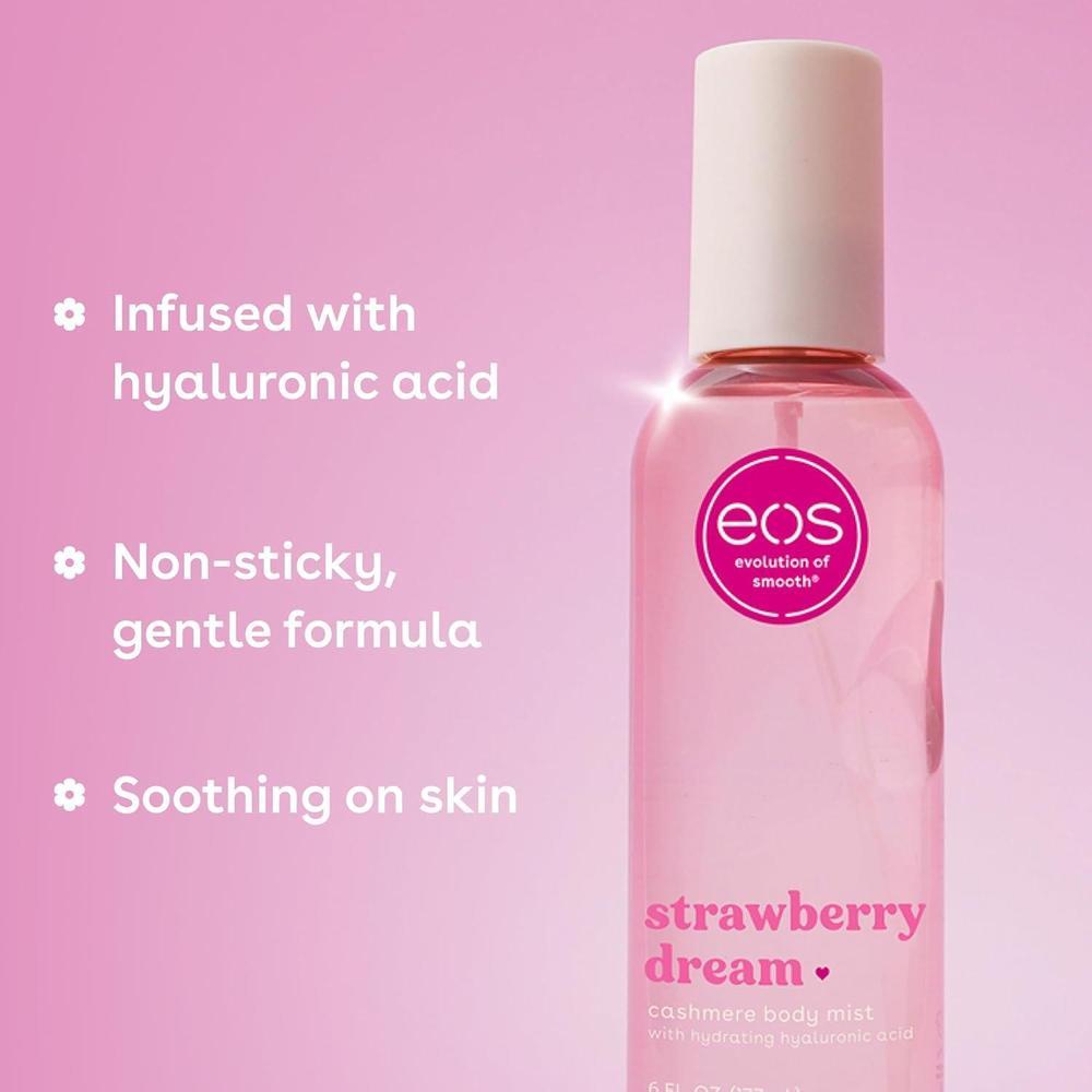 eos Spray corporal de cachemira, sueño de fresa para mujeres, con ácido hialurónico y glicerina, vegano, libre de crueldad