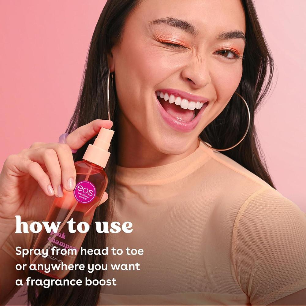 eos Spray corporal de cachemira con champán rosa, hidratante y vegano, para mujeres, también niebla para el cabello